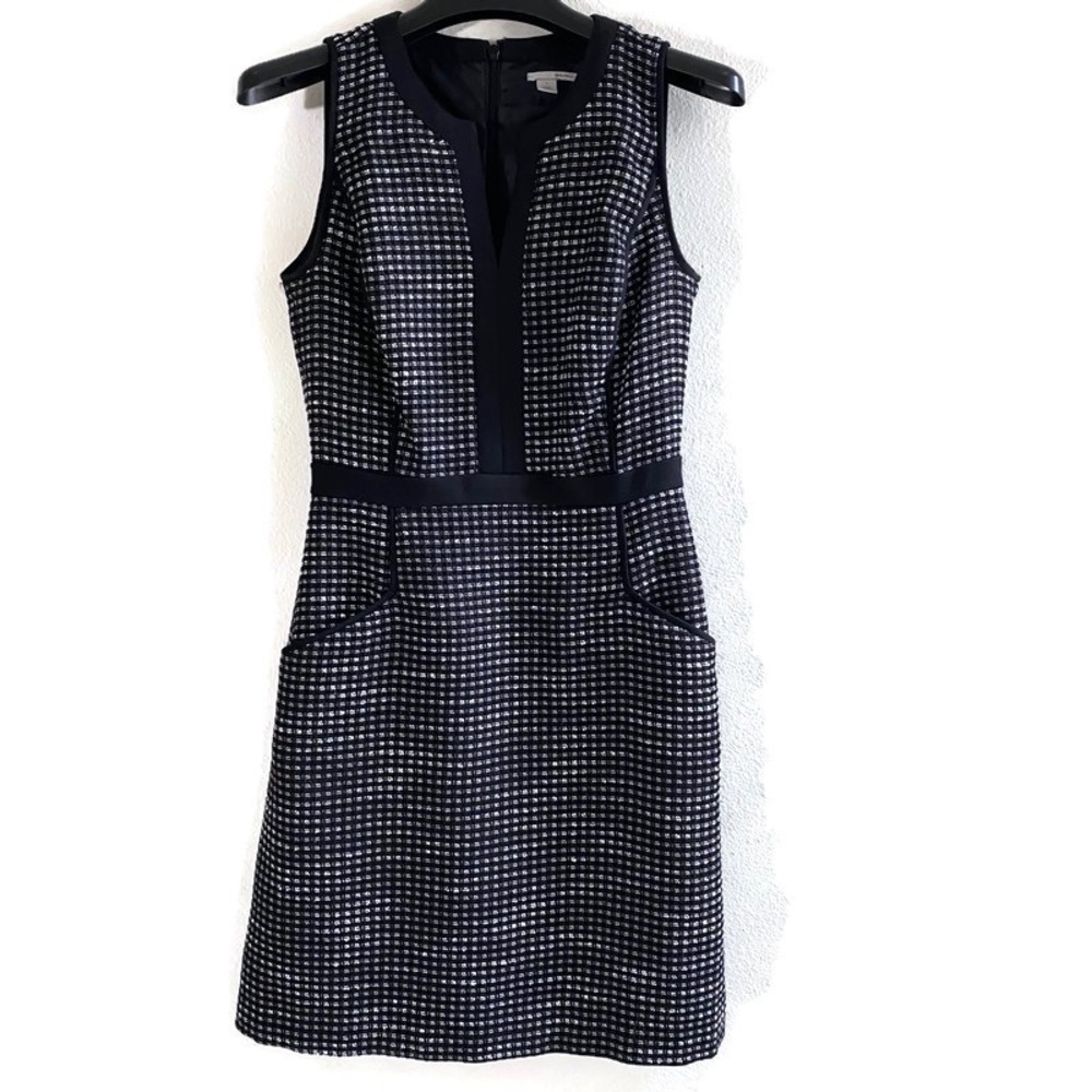 Halogen Tweed Sleeveless Dress Black White 2